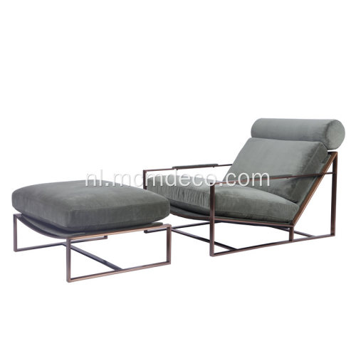 Moderne Milo Baughman Fabric Lounge Chair met Ottoman